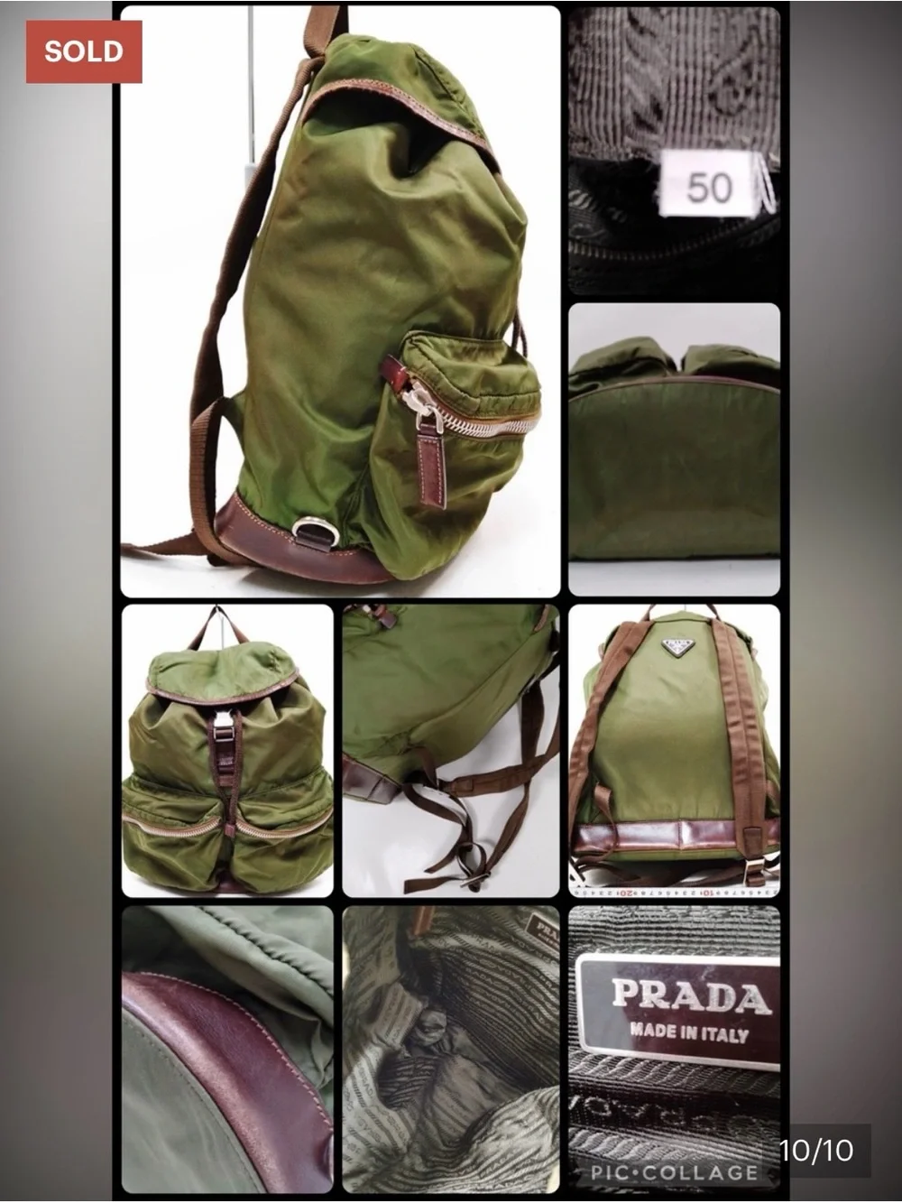 Prada Vintage Green Nylon Backpack | Auth Made in Italy